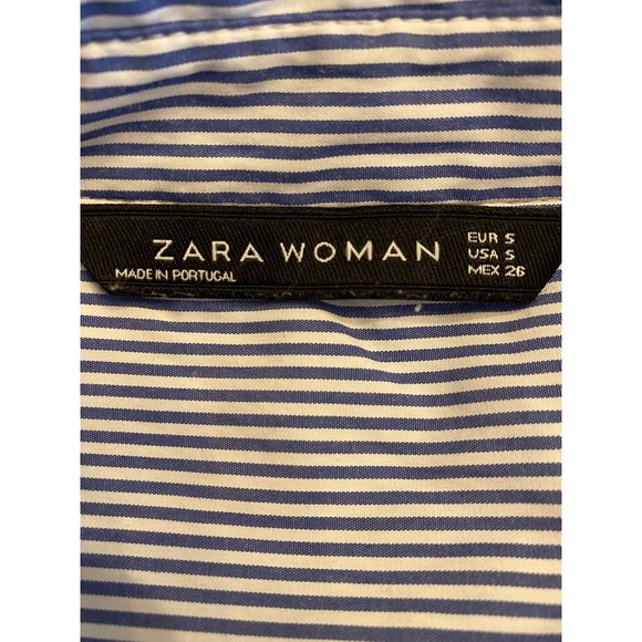Zara Blue White Striped Button Up Women's S - Picture 10 of 11